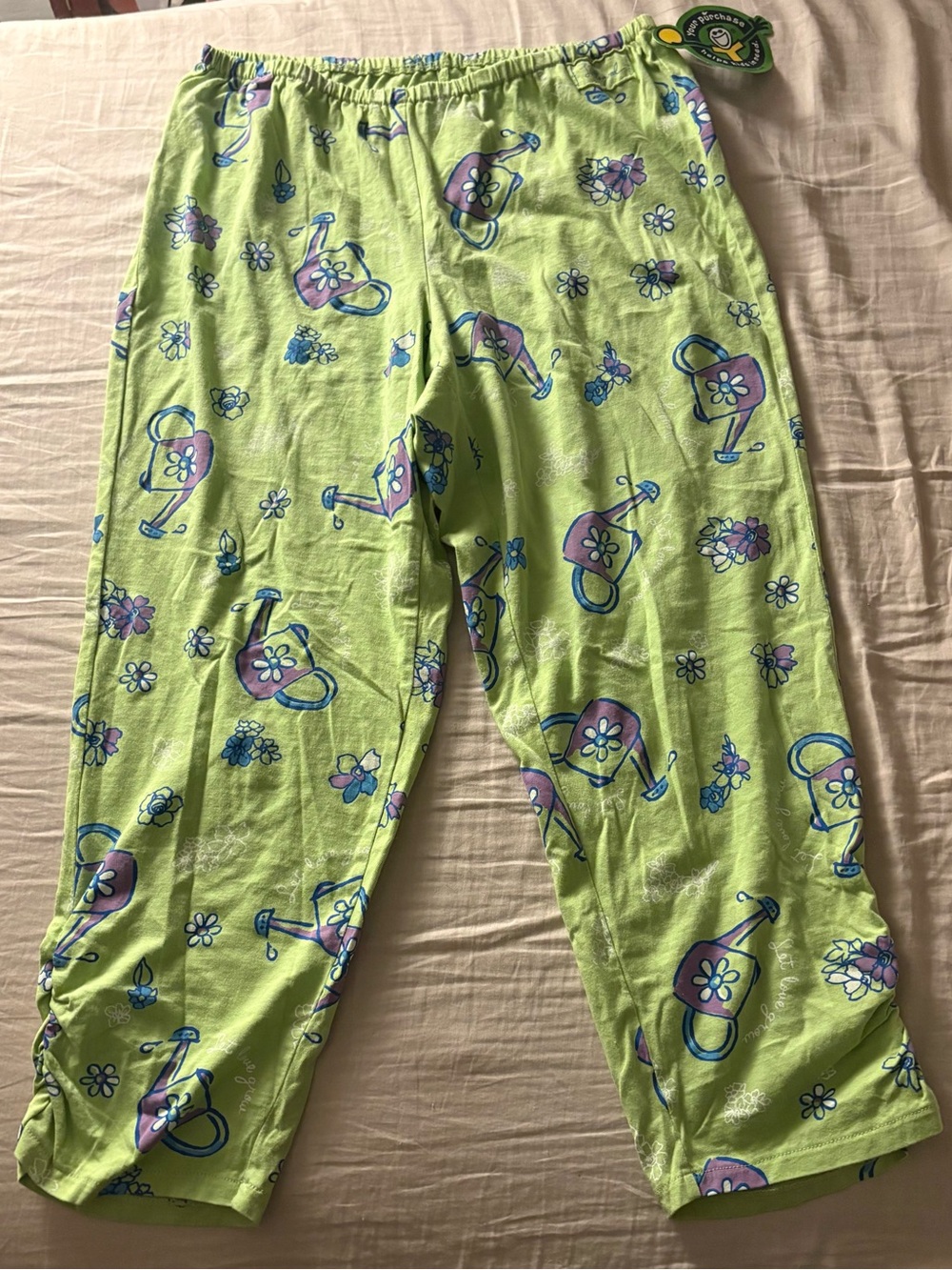 Life Is Good Lime Green Watering Can Pajama Joggers
